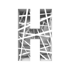 Paper cut out font letter H 3D