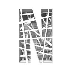 Paper cut out font letter N 3D
