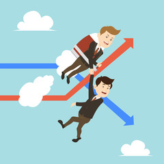 businessman help each other