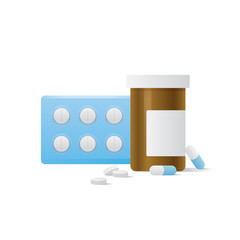 Capsule bottle and Pills medicine panel illustration vector on white background. Medical concept.