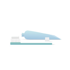 Tooth brush and toothpaste illustration vector on white background. Dental concept.