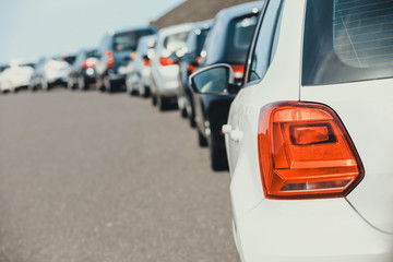 Traffic jam with a lot of cars on the way