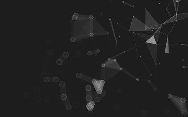 Abstract polygonal space low poly dark background, 3d rendering