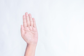 man hand on white background