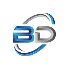 Simple initial letter logo modern swoosh BD