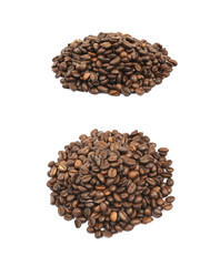 Pile of roasted coffee beans isolated