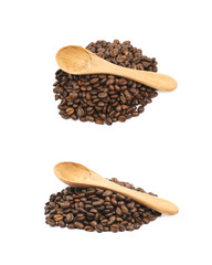 Pile of roasted coffee beans isolated