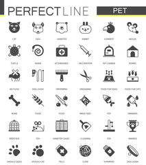 Black classic web Pet shop icons set.