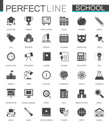 Black classic web School icons set.