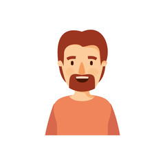 colorful caricature half body man with moustache and beard vector illustration