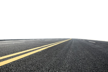 Fototapeta na wymiar New asphalt road on white background