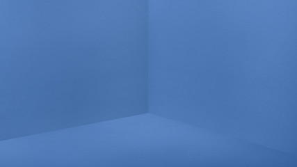 Empty corner blue wall and  floor perspective room,Modern style room,Mock up for display of...