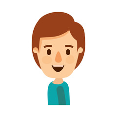 colorful caricature side view half body boy with hairstyle vector illustration