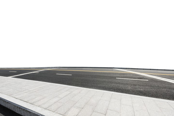 New asphalt road on white background