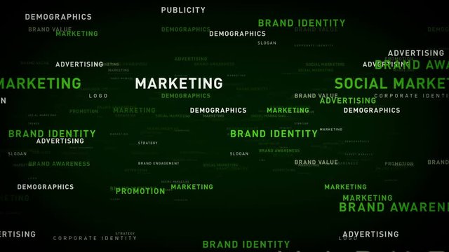 Keywords Business Marketing Green - Important terms about business marketing pass through cyberspace. All clips are available in multiple color options. All clips loop seamlessly.