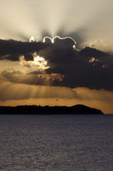 Montego Bay sunset with crepuscular rays