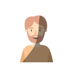 light color shading caricature half body man bearded vector illustration
