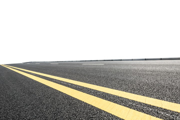 New asphalt road on white background