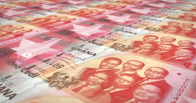 Banknotes of one Ghanaian cedi of Ghana, cash money, loop