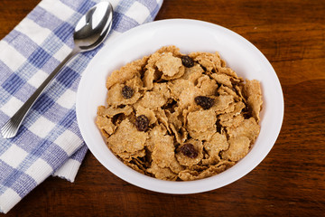 Raisin Bran in Bolw with Spoon