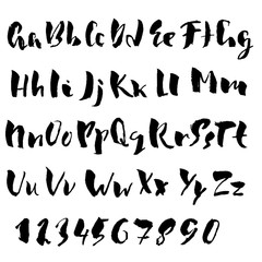 Hand drawn dry brush font. Modern brush lettering. Grunge style alphabet. Vector illustration.