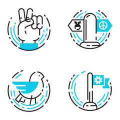Peace outline blue icons love world freedom international free care hope symbols vector illustration