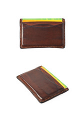 Leather card holder wallet isolated