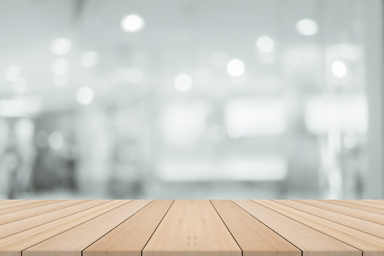Empty wooden table with blurred background,Free space for product editing