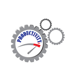 Increase productivity concept with cog and meter for max speed and text productivity on isolated white background- vector of productivity concept