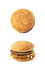 Meat and cheese burger isolated