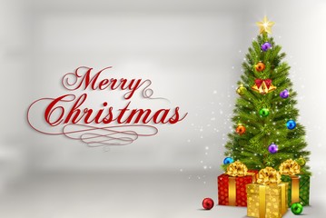 Naklejka na ściany i meble Christmas tree with gifts