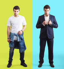 Handsome man in business and casual look. Full length portrait.