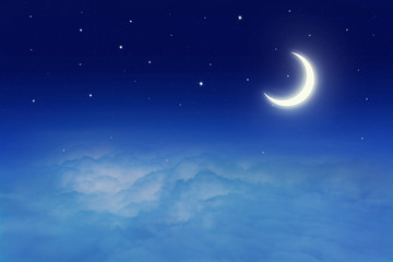 Naklejka na ściany i meble Night sky with stars and moon
