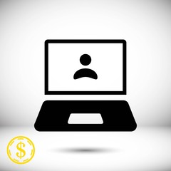 laptop with user icon in the middle vector illustration flat design