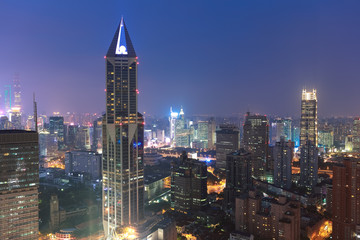 Fototapeta na wymiar Aerial photography at Shanghai City buildings of night
