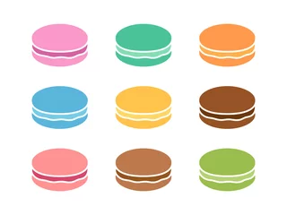 Acrylic prints Macarons Colorful macaroons or macarons sweet confection flat color icon for food apps and websites