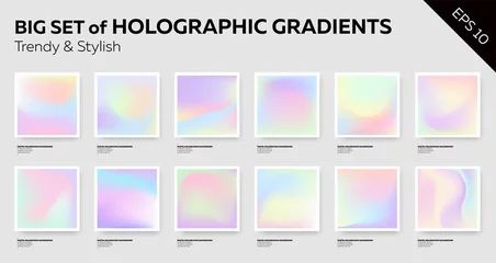 Foto op Plexiglas Big Set of Trendy Pastel Holographic Backgrounds. © Nataliya