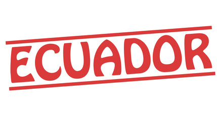 Fototapeta premium Ecuador red square grunge stamp on white