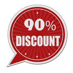 90% discount red speech bubble label or sign