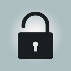 Unlock icon. Flat design style. Access to the user.