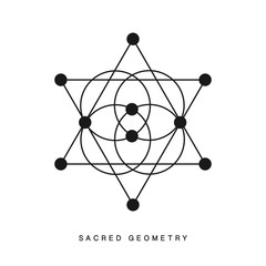 Sacred geometry sign, tattoo, isolated on white