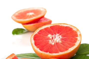 Ripe grapefruit on white background