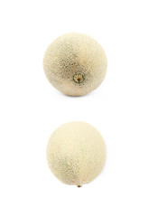 Single whole cantaloupe melon isolated