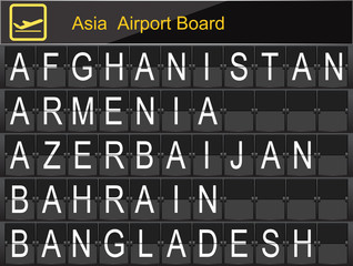 Asia Country Airport Board Information