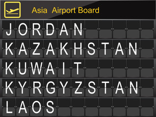 Asia Country Airport Board Information