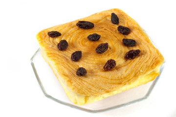 Toasted bread with raisin melted cheddar cheese isolated