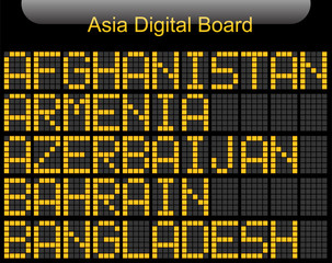 Fototapeta na wymiar Asia Country Digital Board Information
