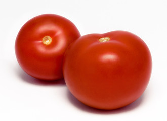 Two red ripe tomatoes