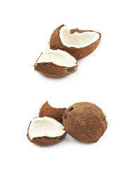 Single whole coconut isolated