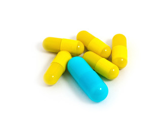 Medical capsules isolated on white background